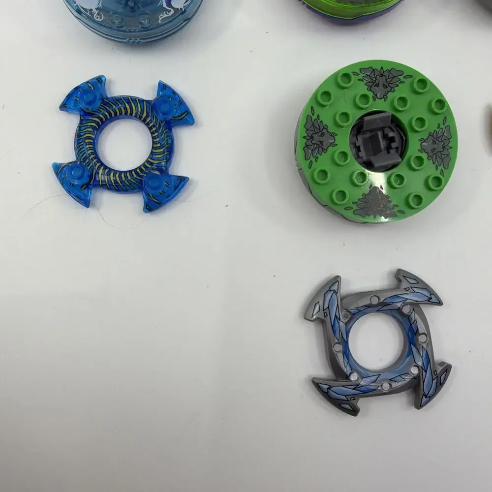 Lot of 7 LEGO Ninjago Spinners w/ 3 Character Toppers Spinjitzu Accessories